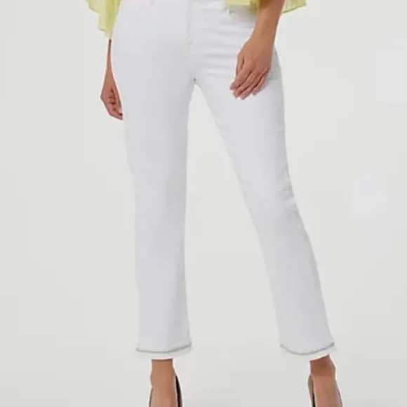 NWT Jen 7 Sequin/Fringe Embellished Ankle Straight White Jeans 00 - Picture 4 of 6